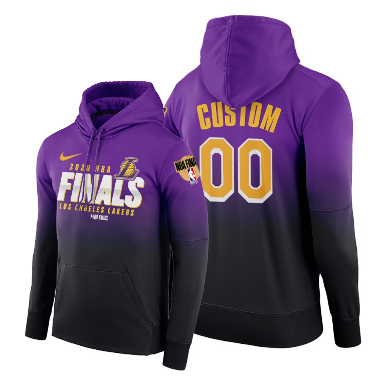 Men's Los Angeles Lakers Custom #00 NBA Finals Patch Pullover 2020 Weastern Conference Champions Playoffs Purple Black Basketball Hoodie RXJ6083KE